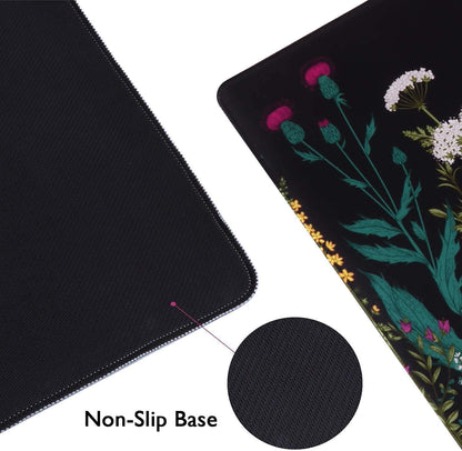 Desk Mat, Big Desk Pad, XXL Extended Gaming Mouse Pad, Large Mouse Pad for Desk Protector, Rubber Base Mousepad with Stitched Edges, Keyboard Mouse Mat for Work, Game, Office, Home - Weeds